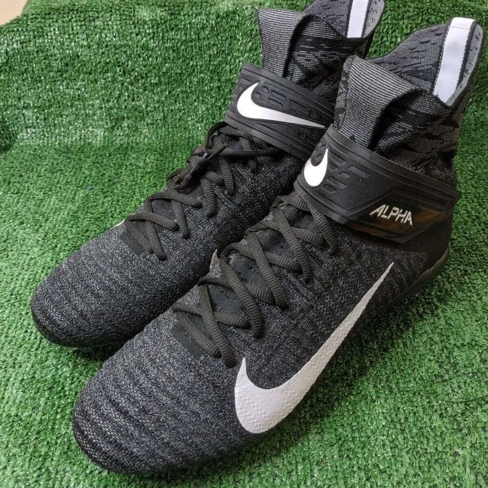 Nike Alpha Menace Elite 2 Flyknit Football Cleats CI1530-001 Black Men's‎ Sz 13